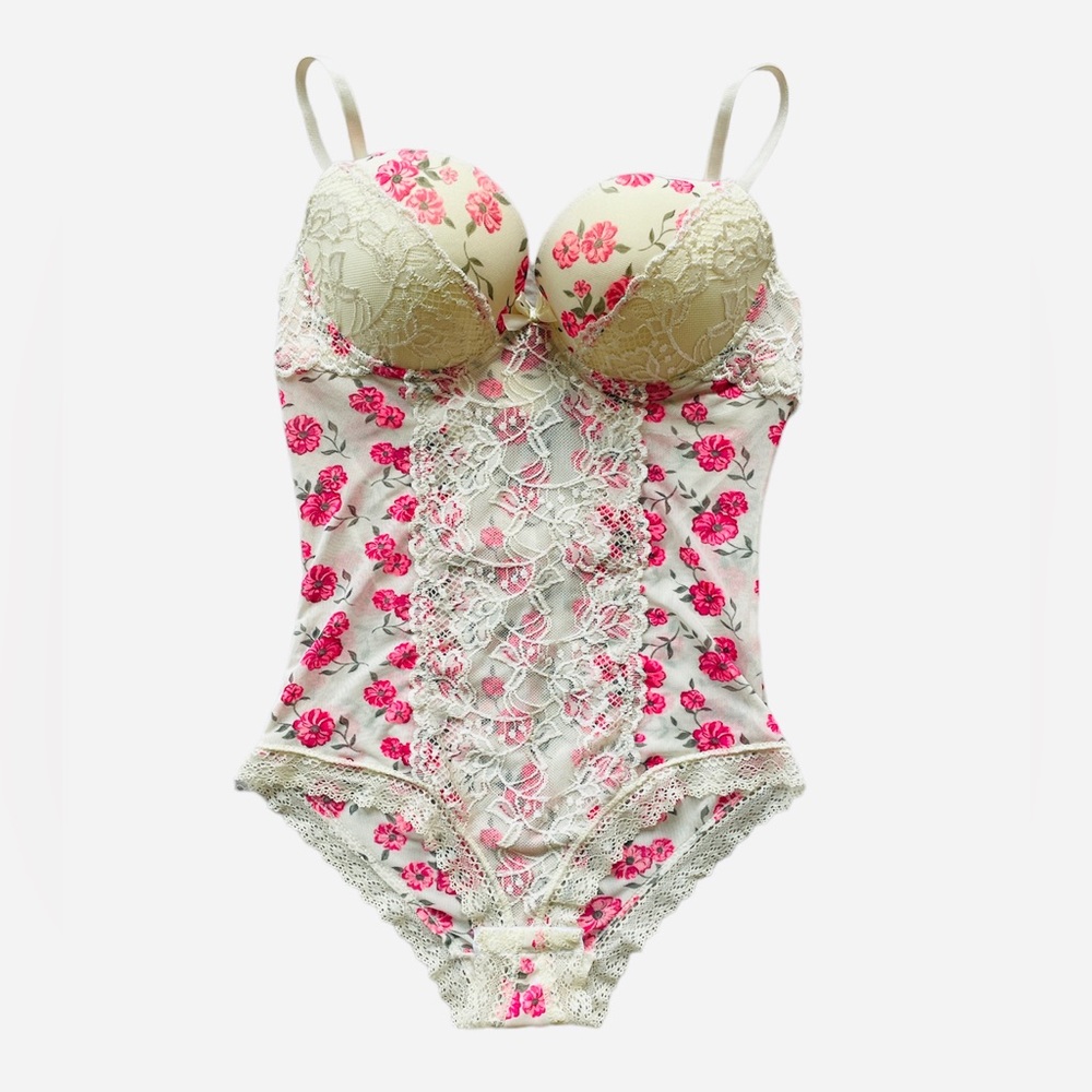 Black Fuchsia by Secret Lace Floral Lace Teddy